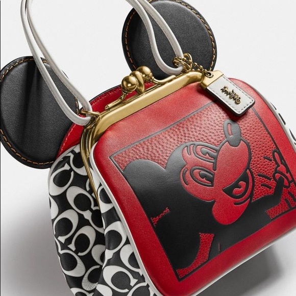 Coach Mickey Mouse x Keith Haring Kisslock Bag Black in